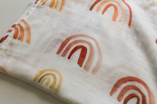 Bamboo Cotton Swaddle - Rust Rainbow