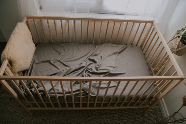 Organic Bamboo Cot Sheet - Dark Grey